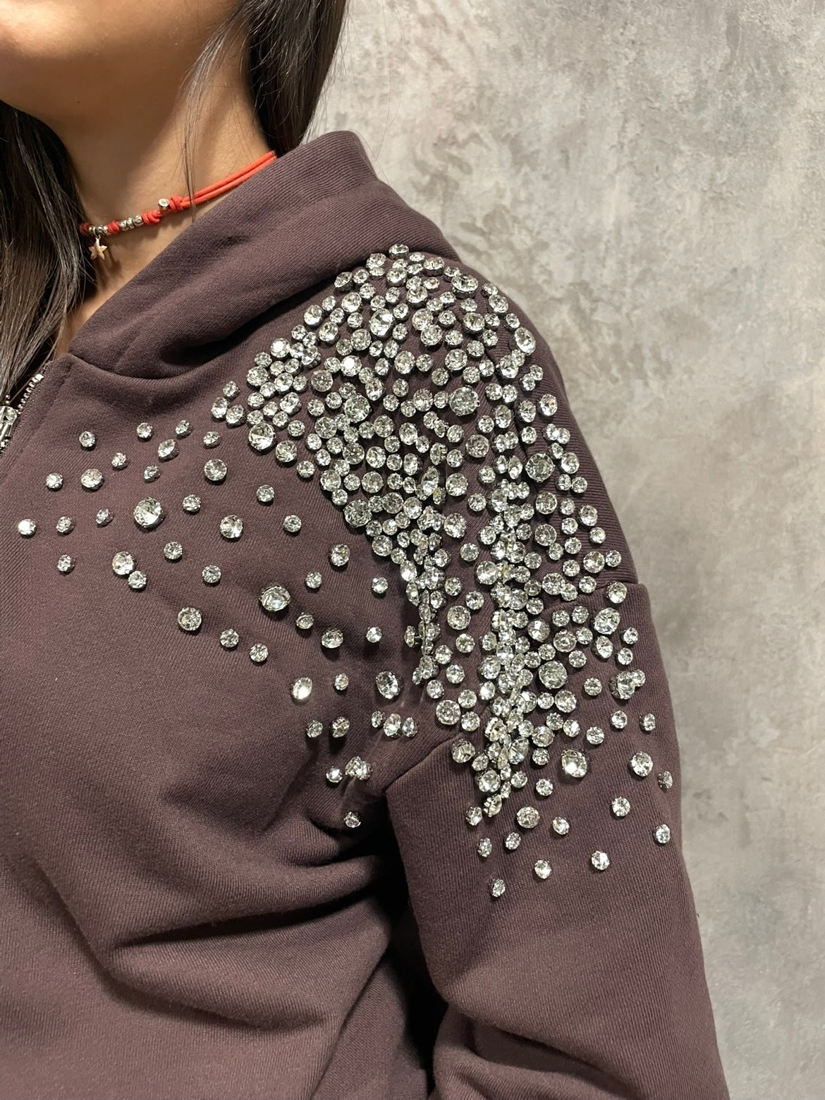 Felpa Strass Cioccolato