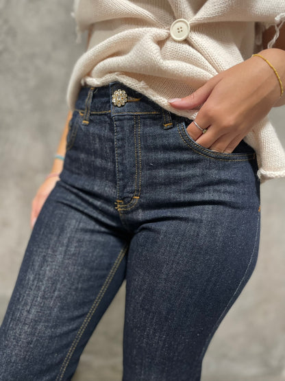 Jeans Bottone Gioiello
