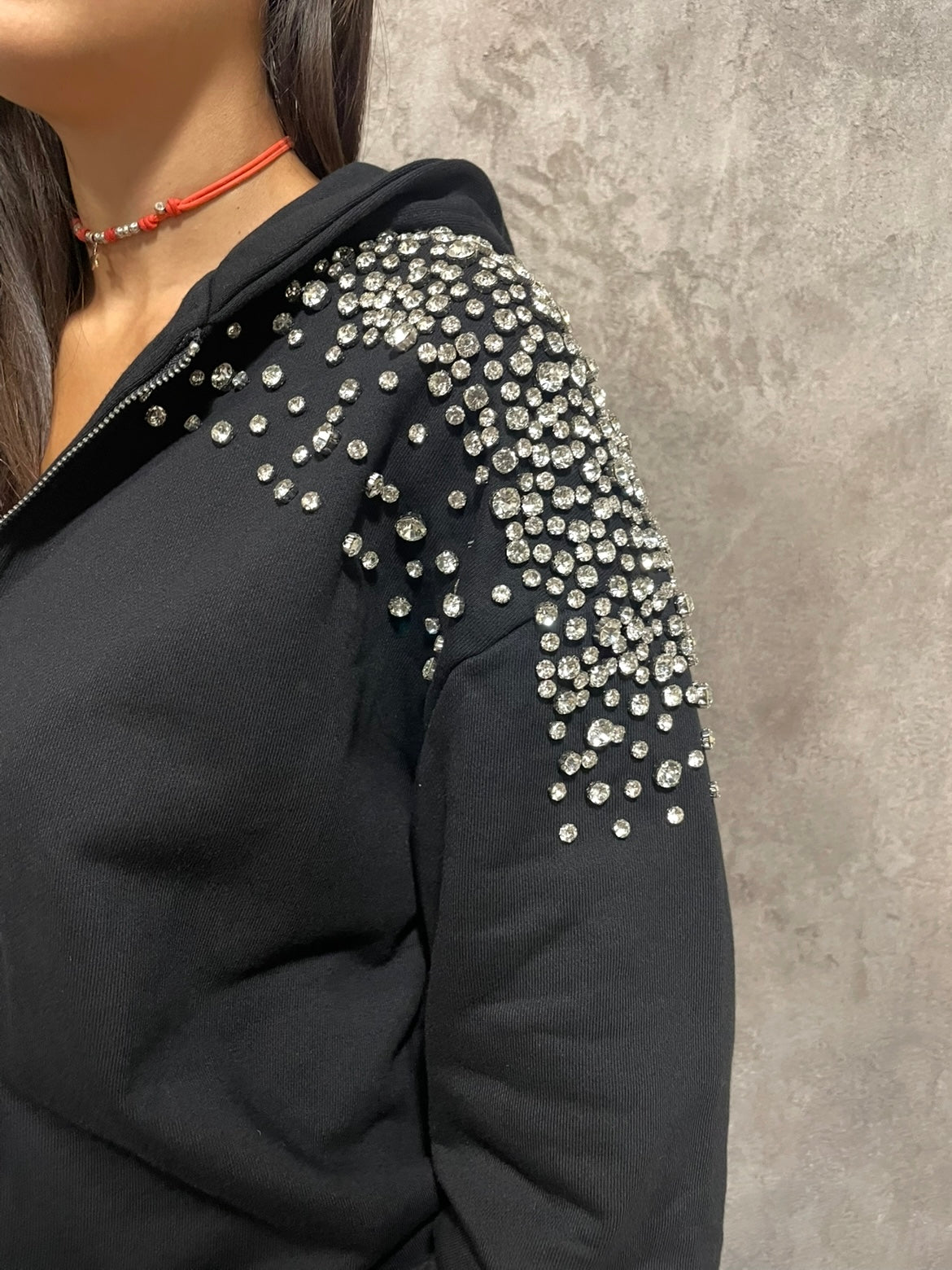 Felpa Strass Nera