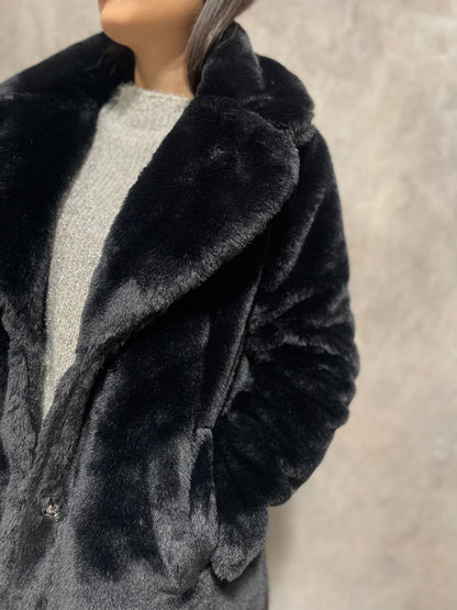 Cappotto Ecopelliccia Nera
