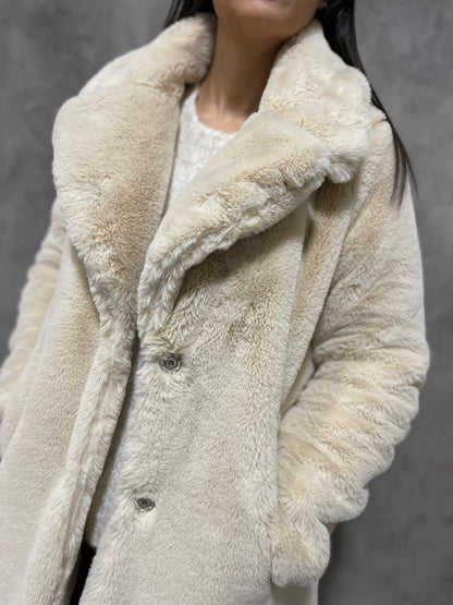 Cappotto Ecopelliccia Panna
