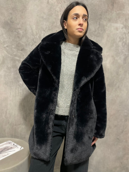 Cappotto Ecopelliccia Nera