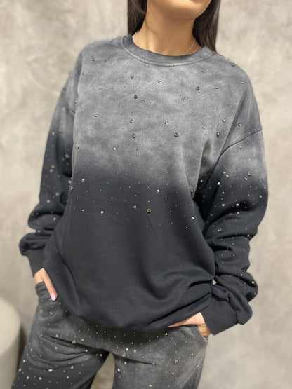 Felpa Strass Nera