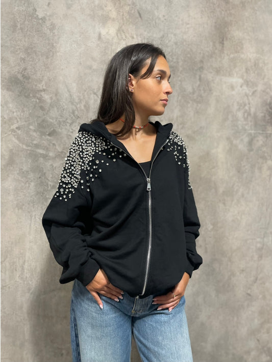 Felpa Strass Nera