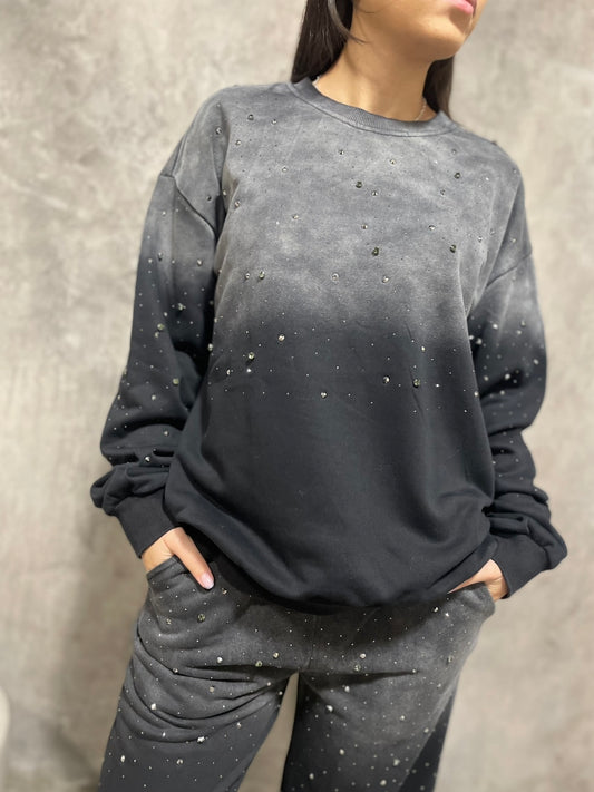 Felpa Strass Nera