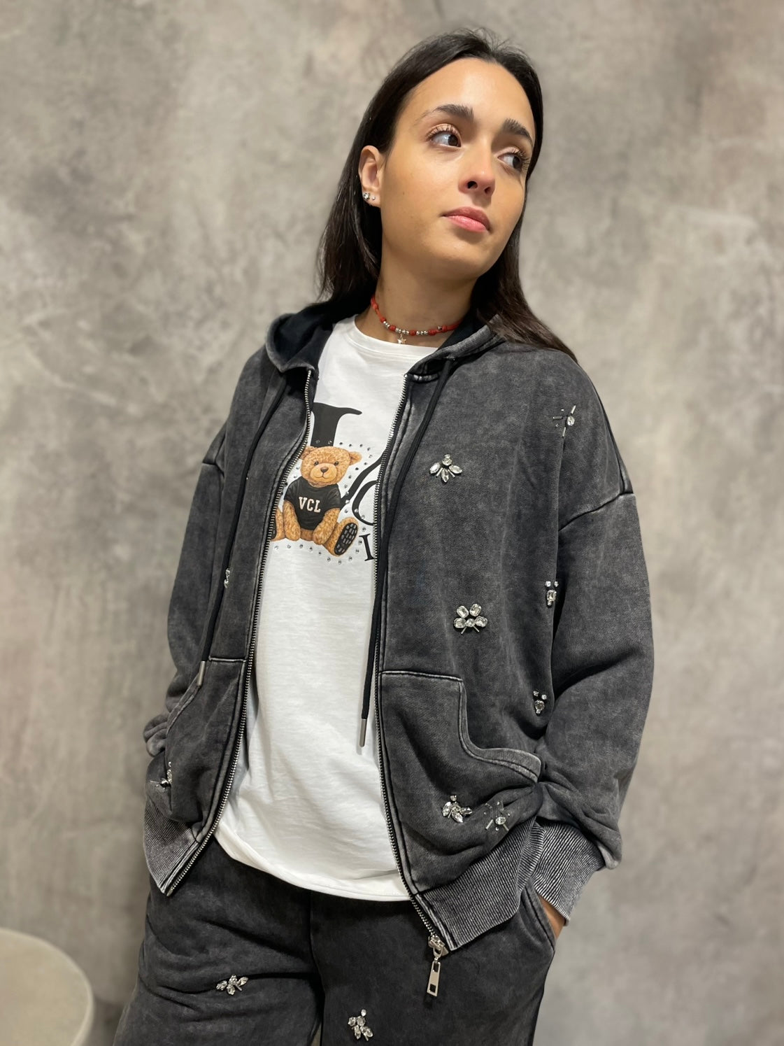 Coordinato Strass Nero