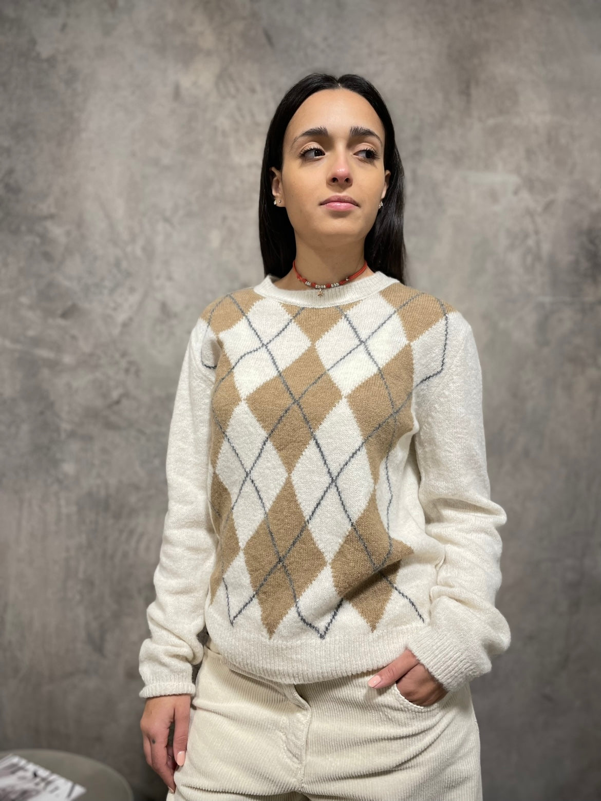 Girocollo Rombi Panna