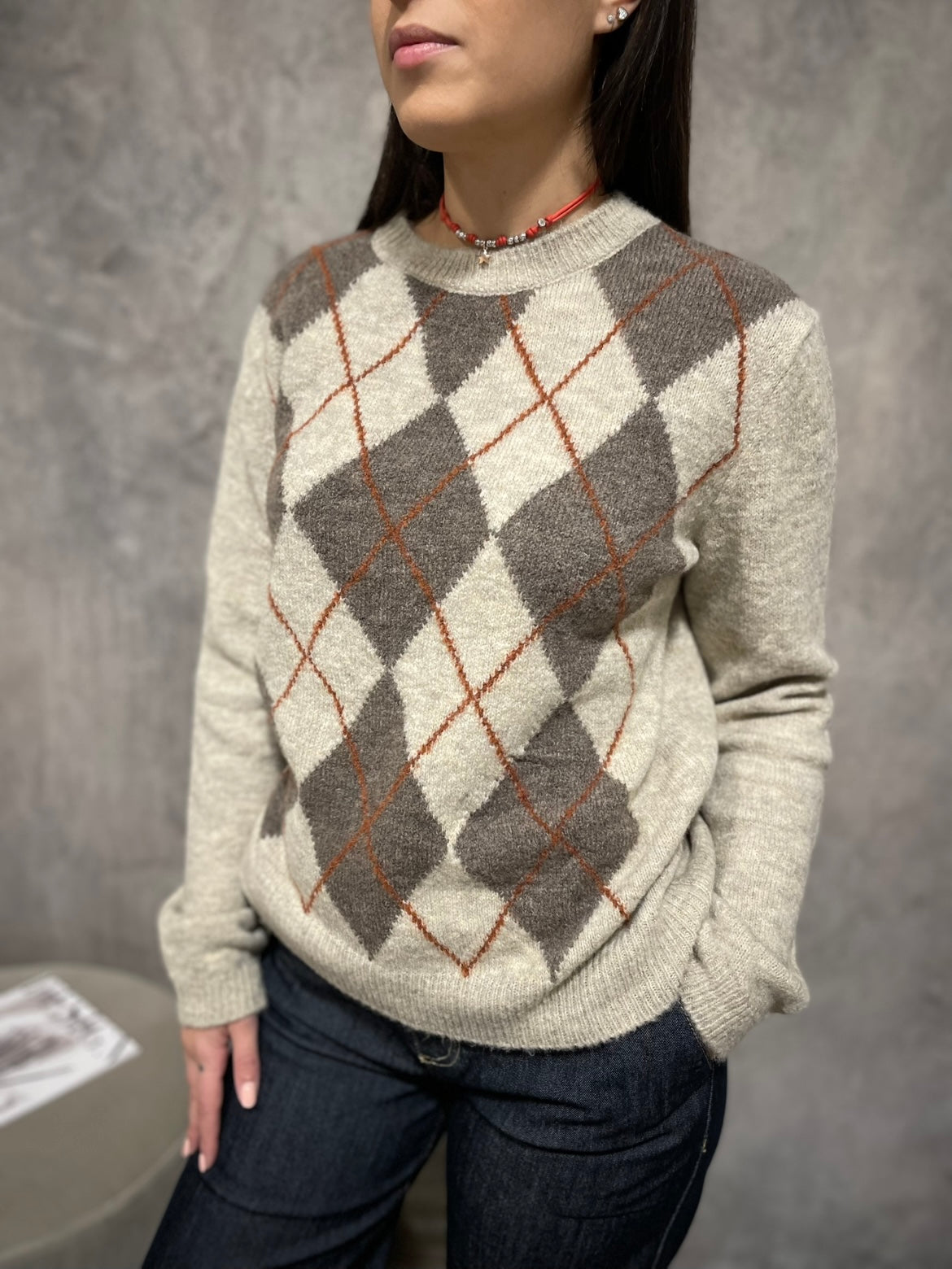 Girocollo Rombi Beige