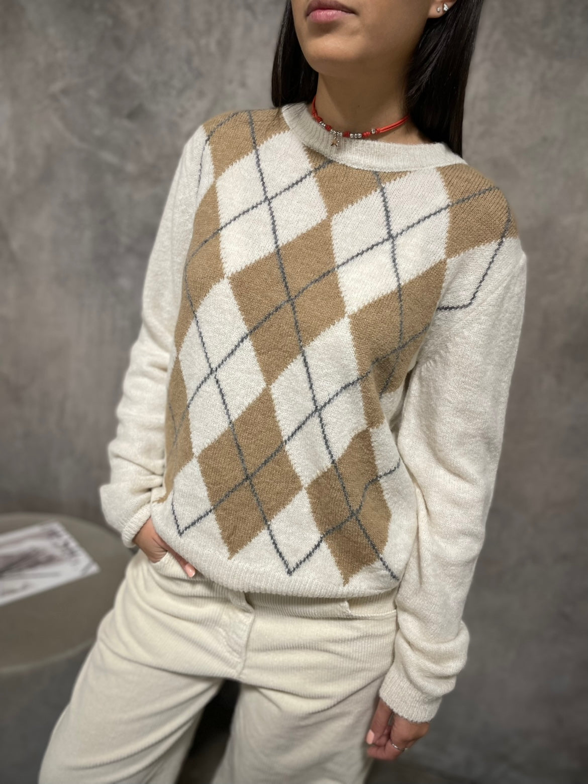 Girocollo Rombi Panna