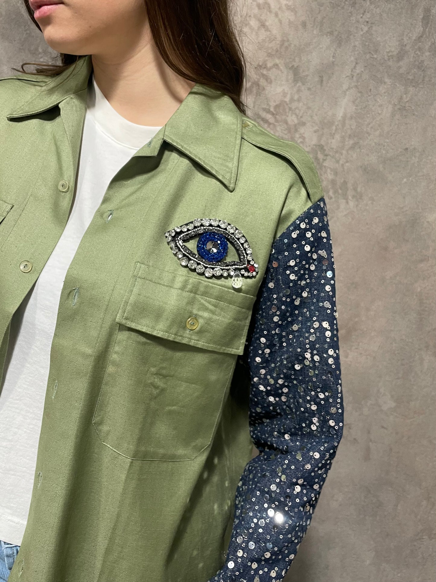 Camicia Verde Paillettes