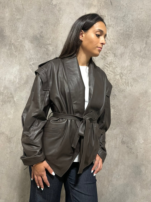 Giacca In Pelle Moro