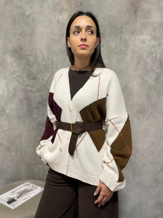Cardigan Rombi Panna