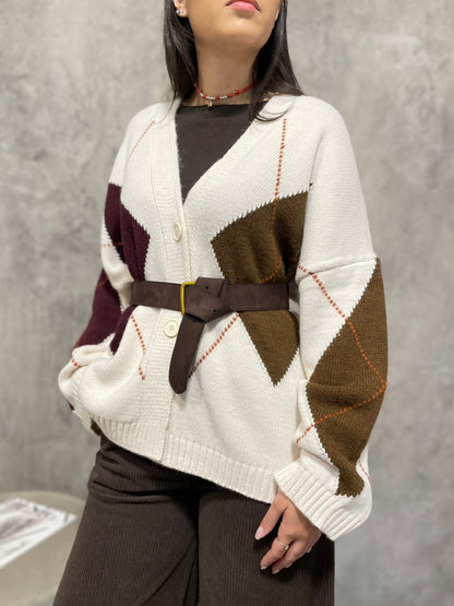 Cardigan Rombi Panna