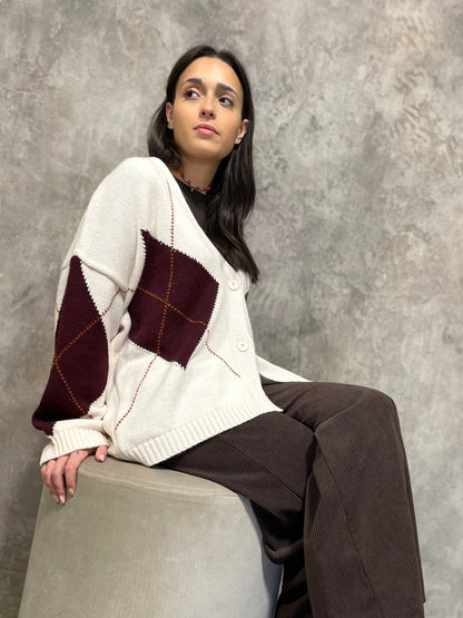 Cardigan Rombi Panna