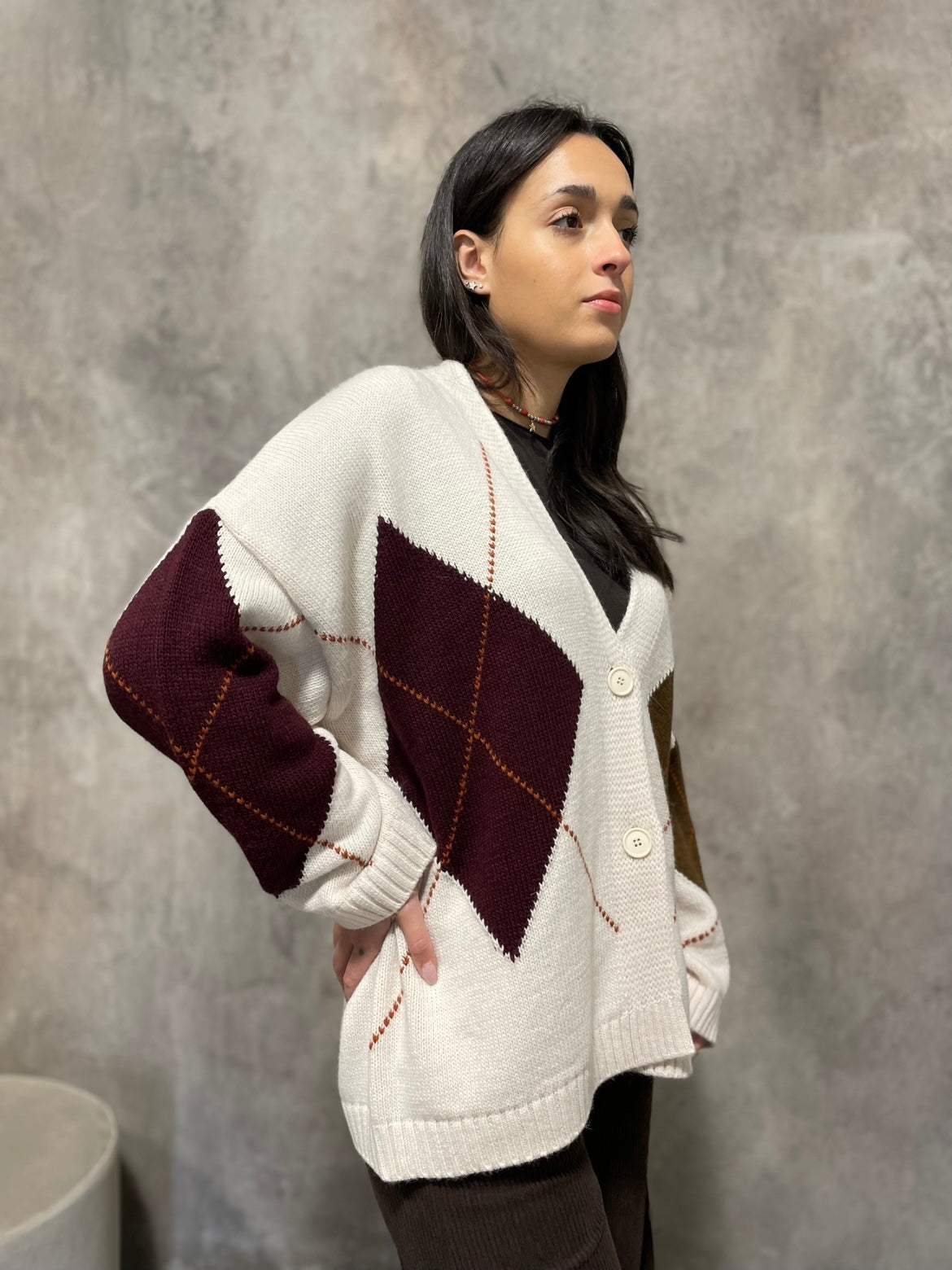 Cardigan Rombi Panna