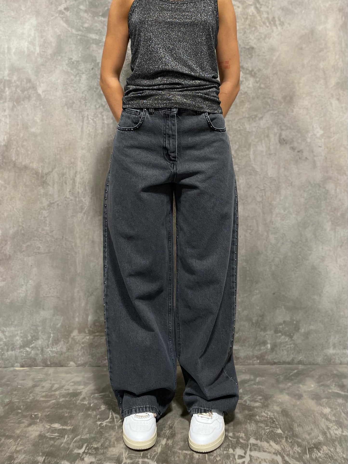 Jeans Borchie Grigio