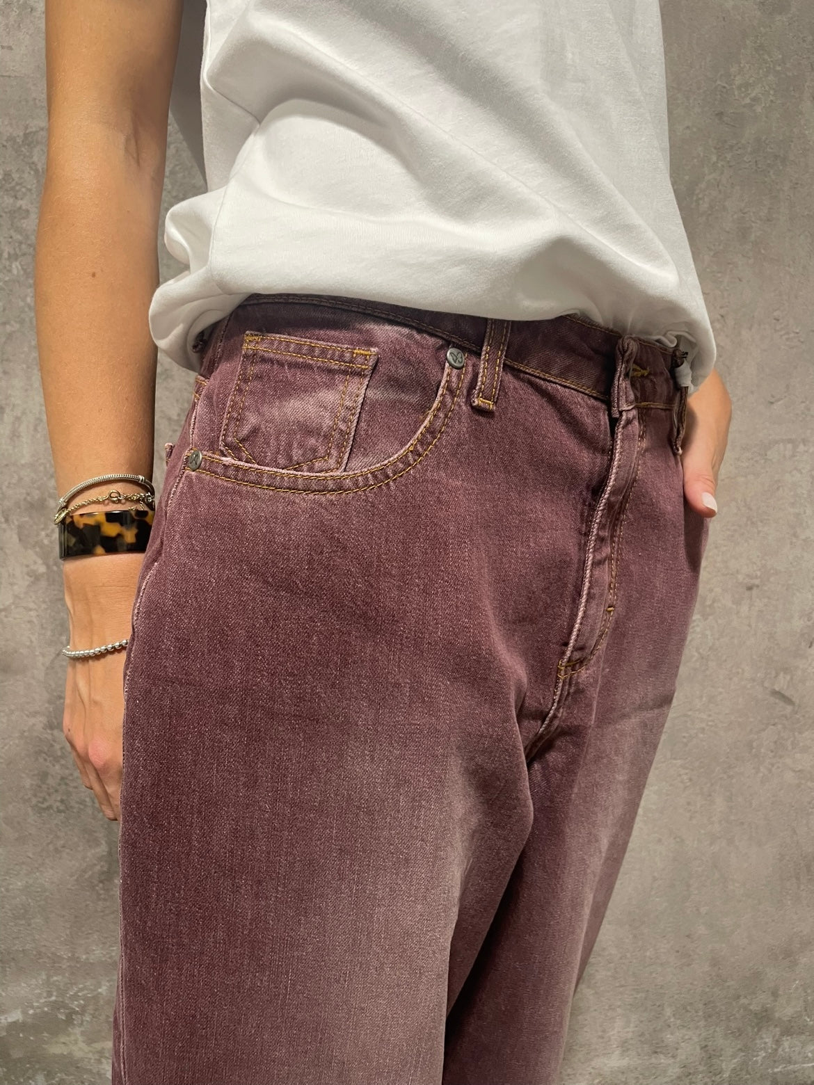 Jeans Dritto Bordeaux