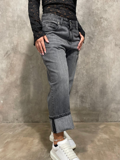 Jeans Con Risvolto
