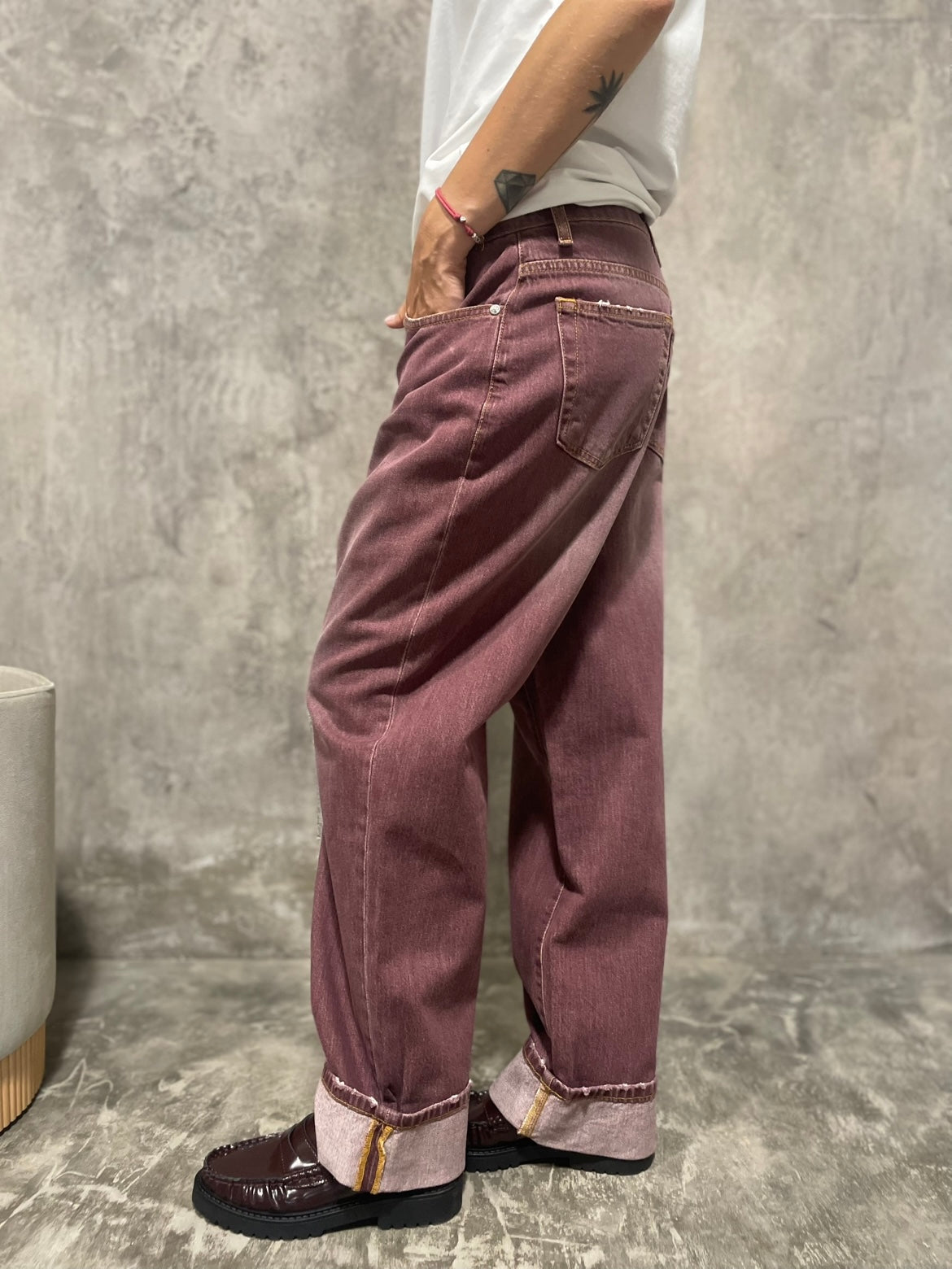 Jeans Dritto Bordeaux
