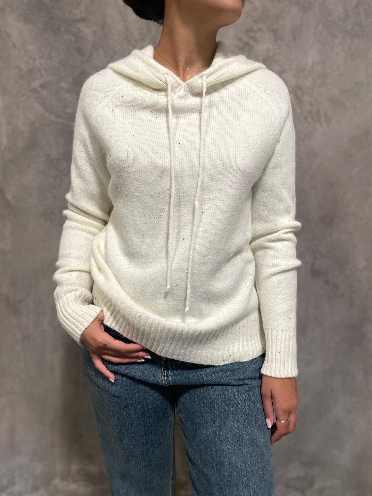 Maglia Micro Paillettes Panna