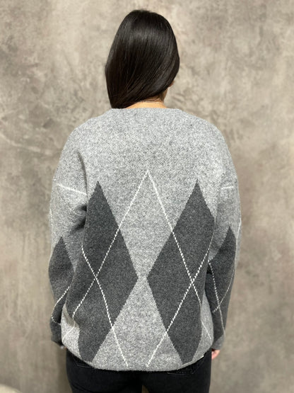 Scollo a V Rombi Grigio