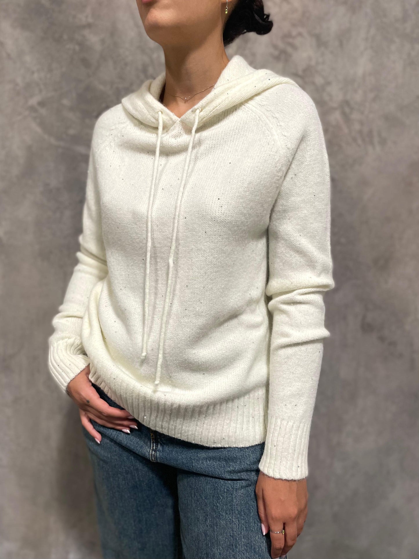 Maglia Micro Paillettes Panna