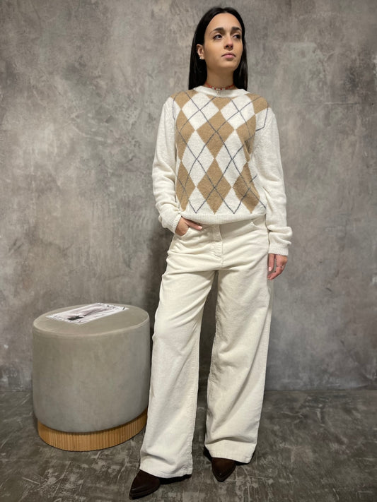 Pantalone Velluto Panna