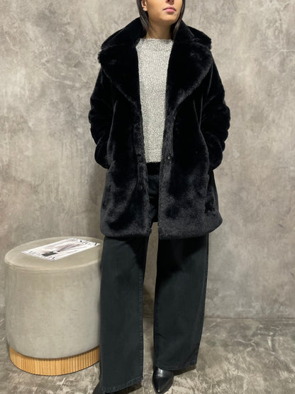 Cappotto Ecopelliccia Nera