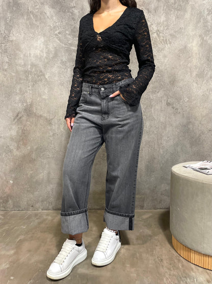 Jeans Con Risvolto