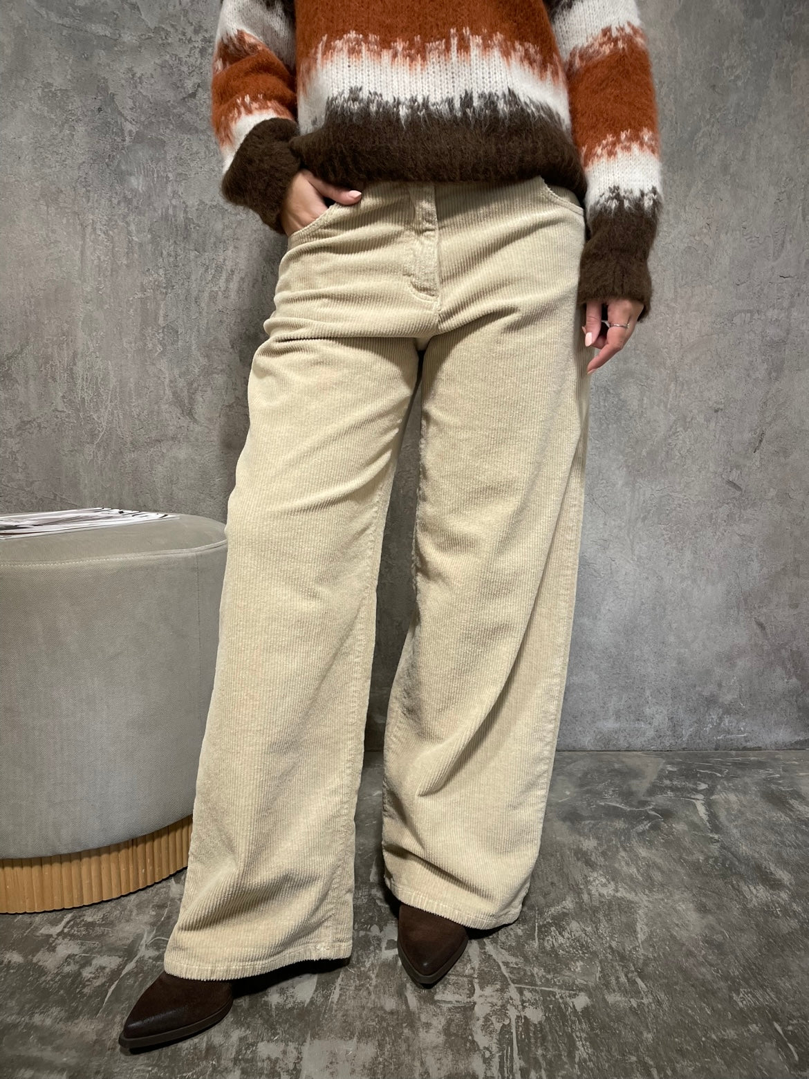 Pantalone Velluto Beige
