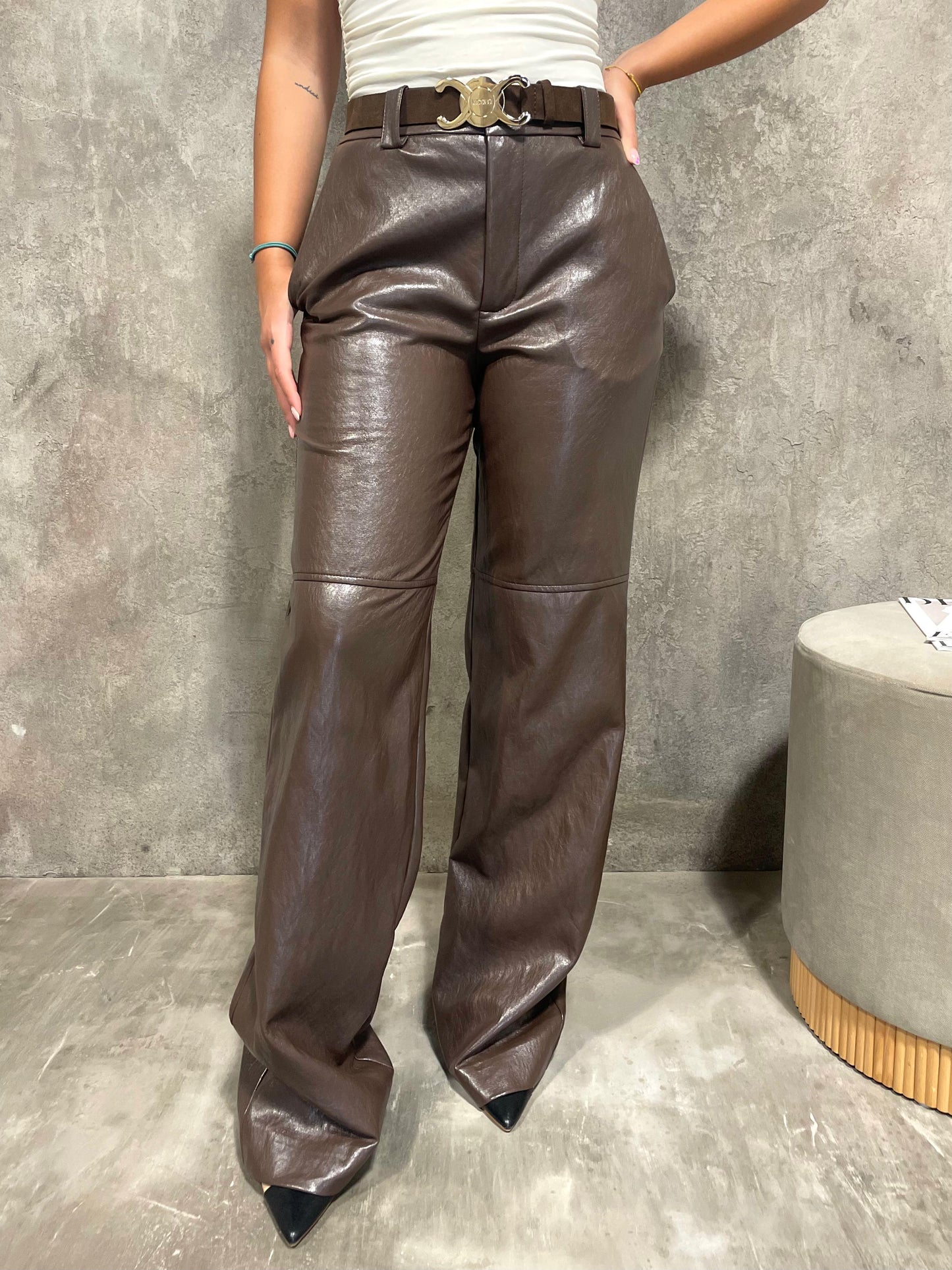 Pantalone Ecopelle Cioccolato
