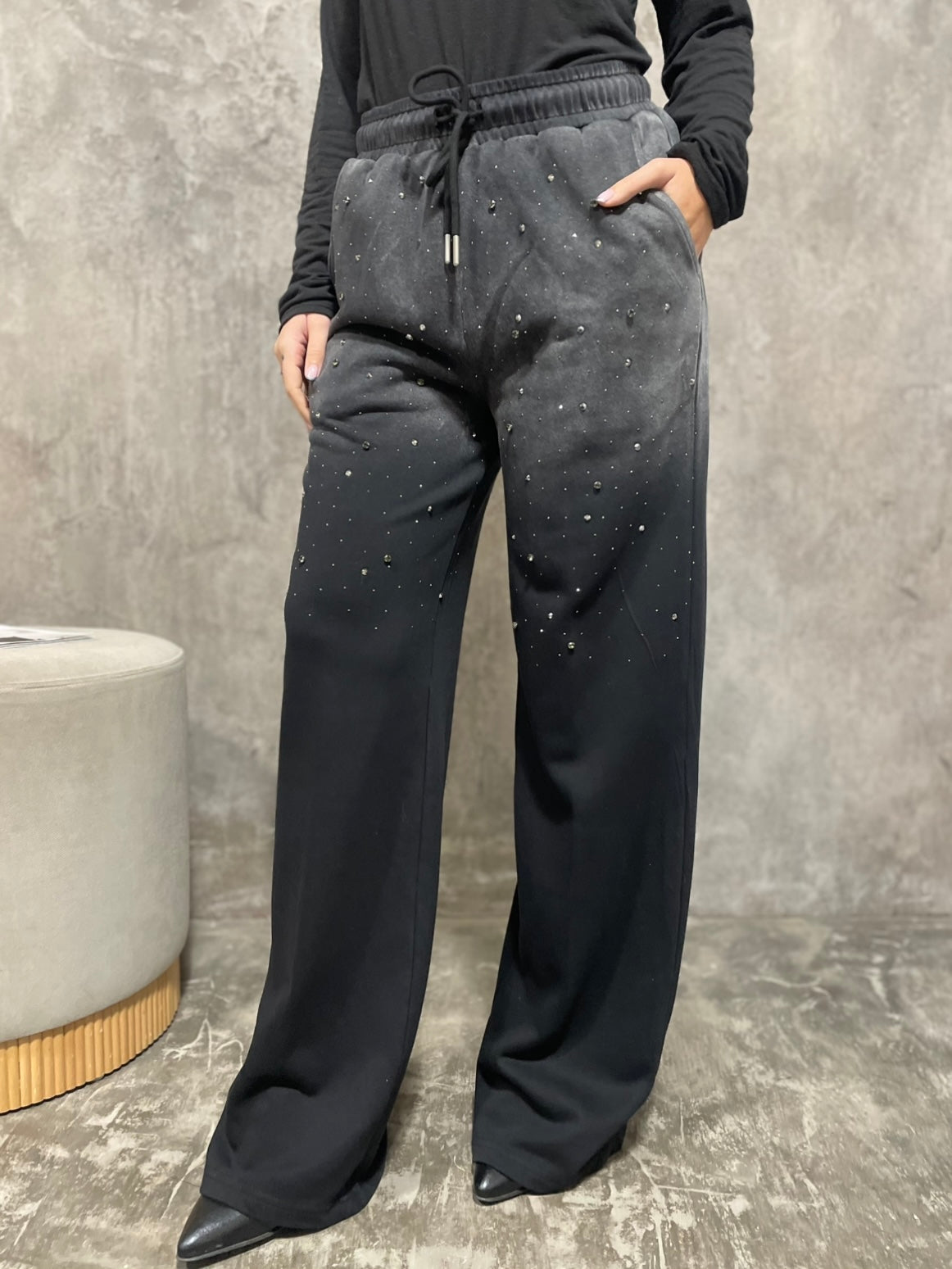 Pantalone Strass Nero