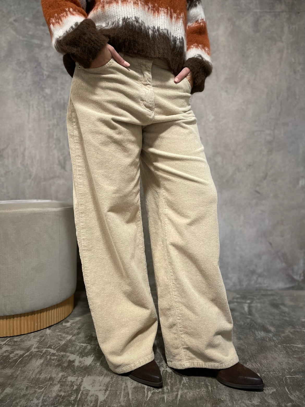 Pantalone Velluto Beige