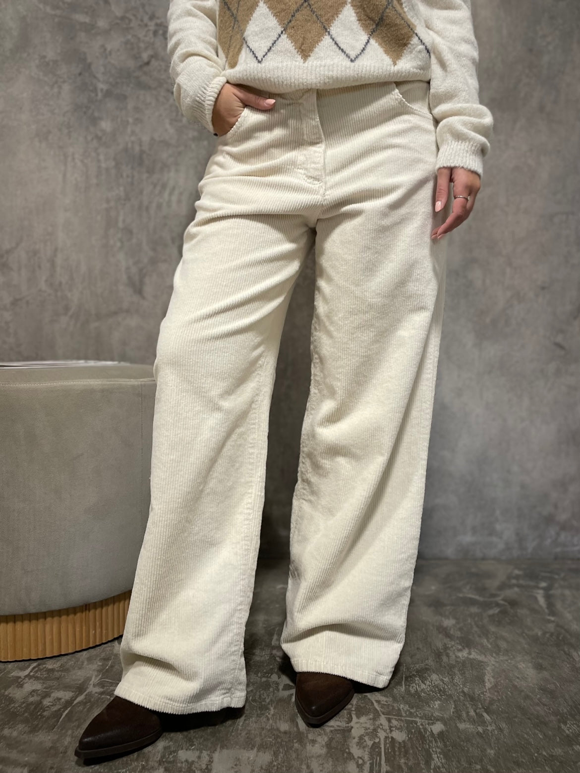 Pantalone Velluto Panna