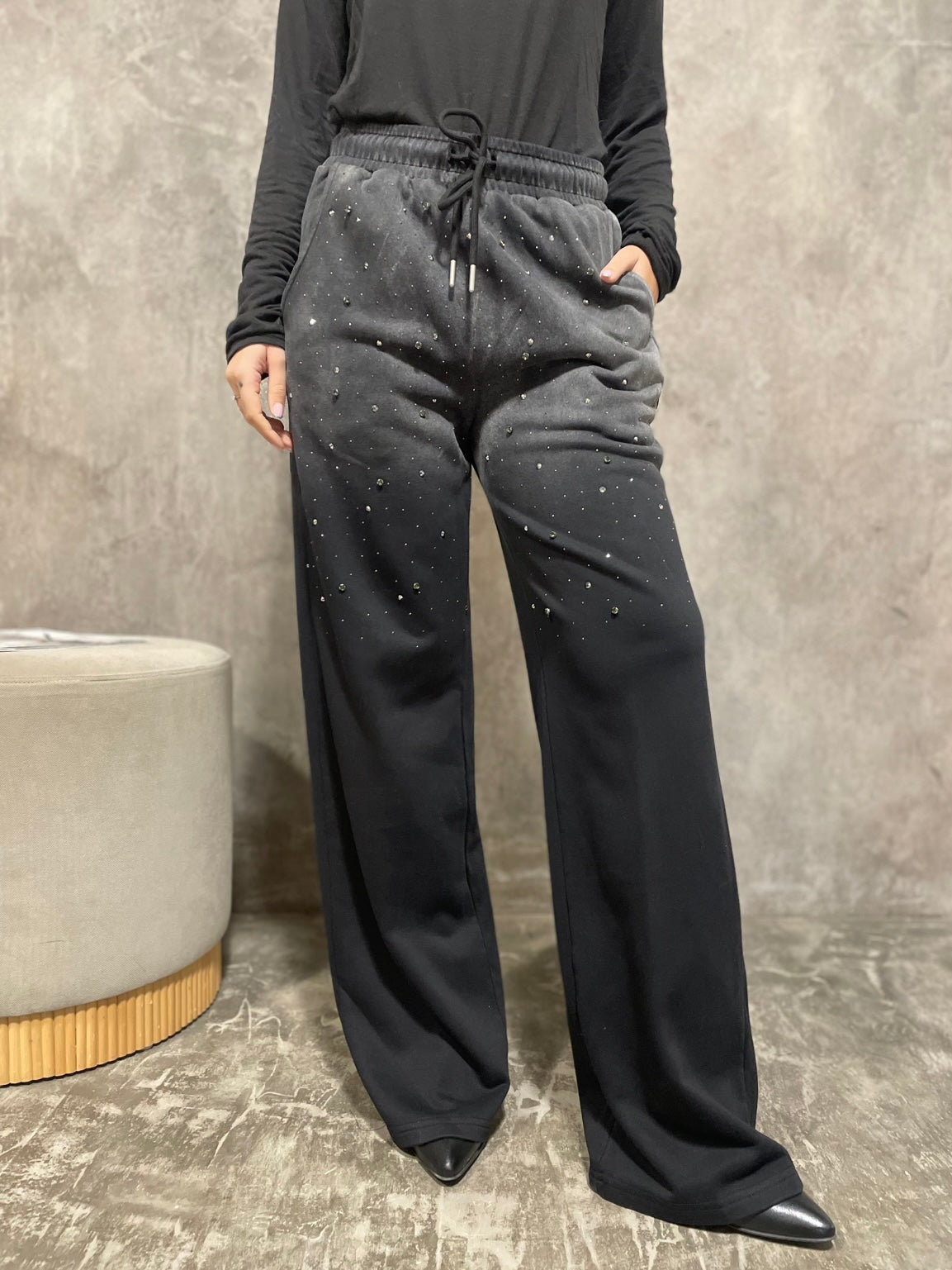 Pantalone Strass Nero