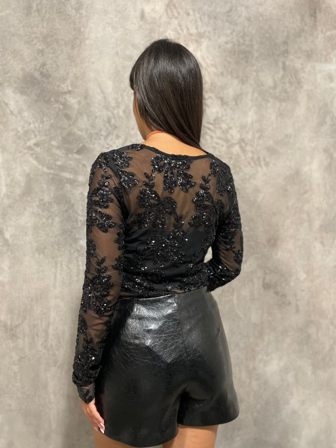 T-shirt Paillettes Nera