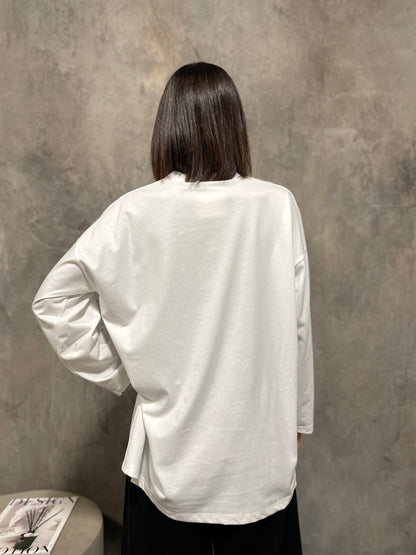 T-shirt Fleur Manica Lunga