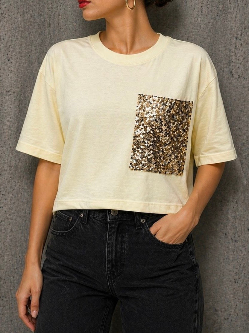 T-shirt Paillettes Gialla