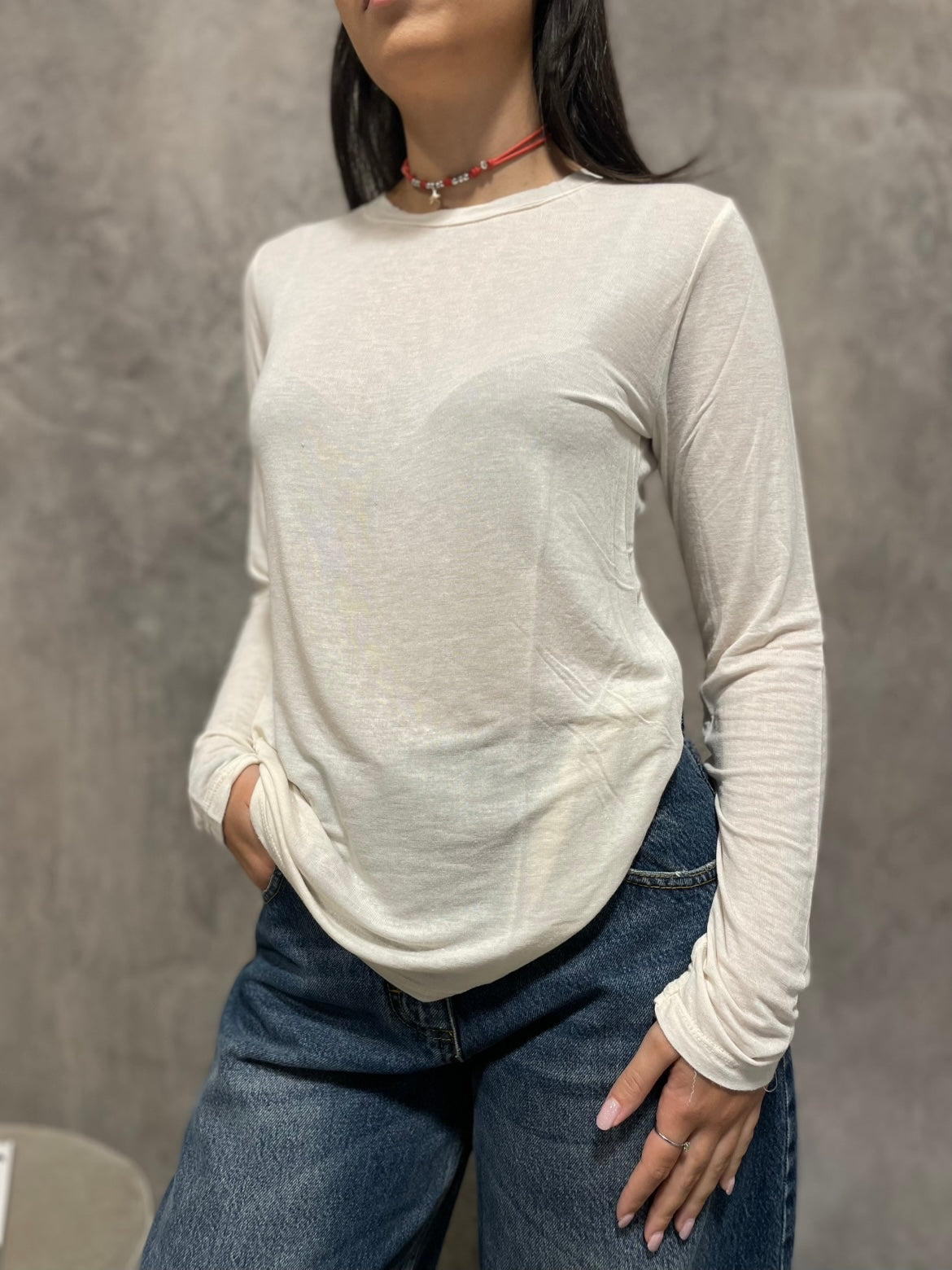 Maglia Girocollo Panna