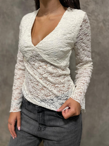 T-shirt Pizzo Panna