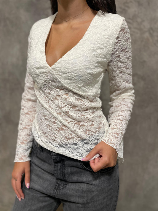 T-shirt Pizzo Panna