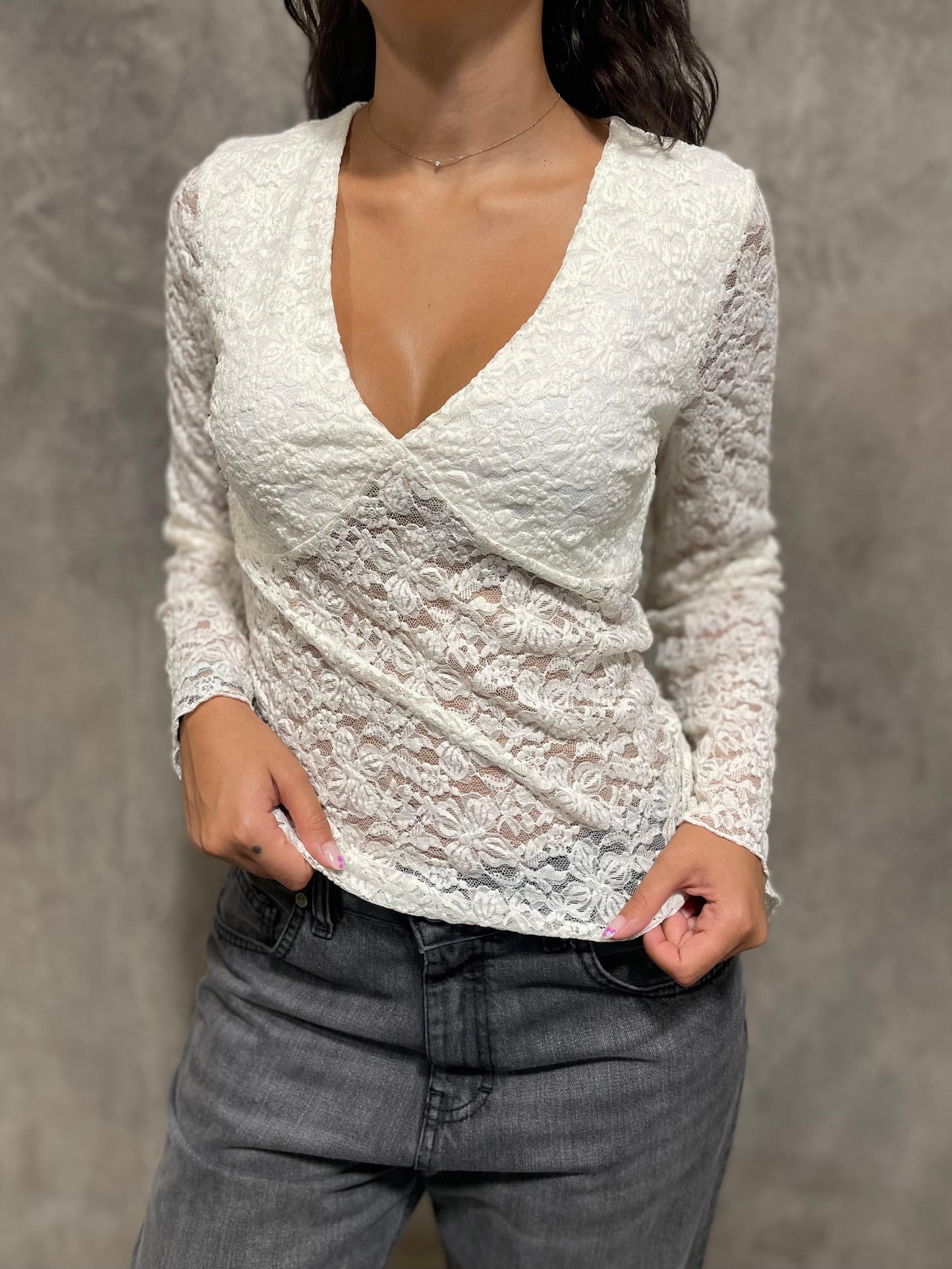 T-shirt Pizzo Panna