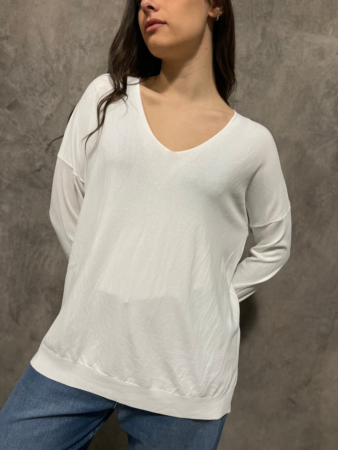Maglia Scollo V Panna