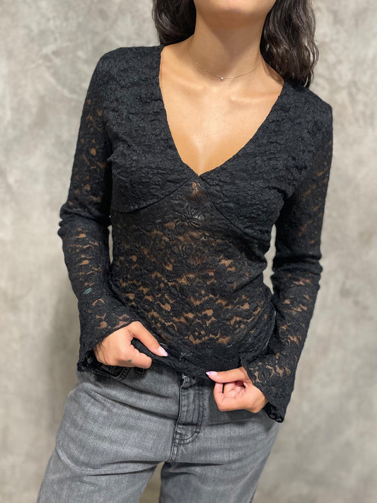 T-shirt Pizzo Nera