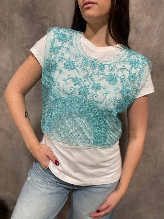T-shirt Tulle Ricamato