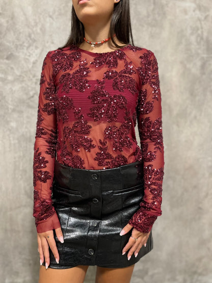 T-shirt Paillettes Vino