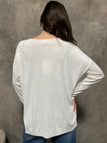 Maglia Scollo V Panna