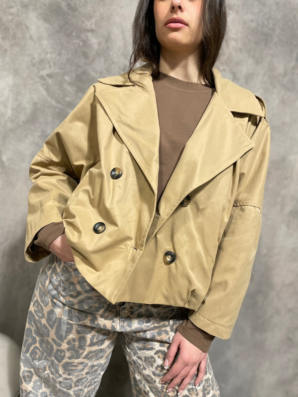 Trench Corto Beige
