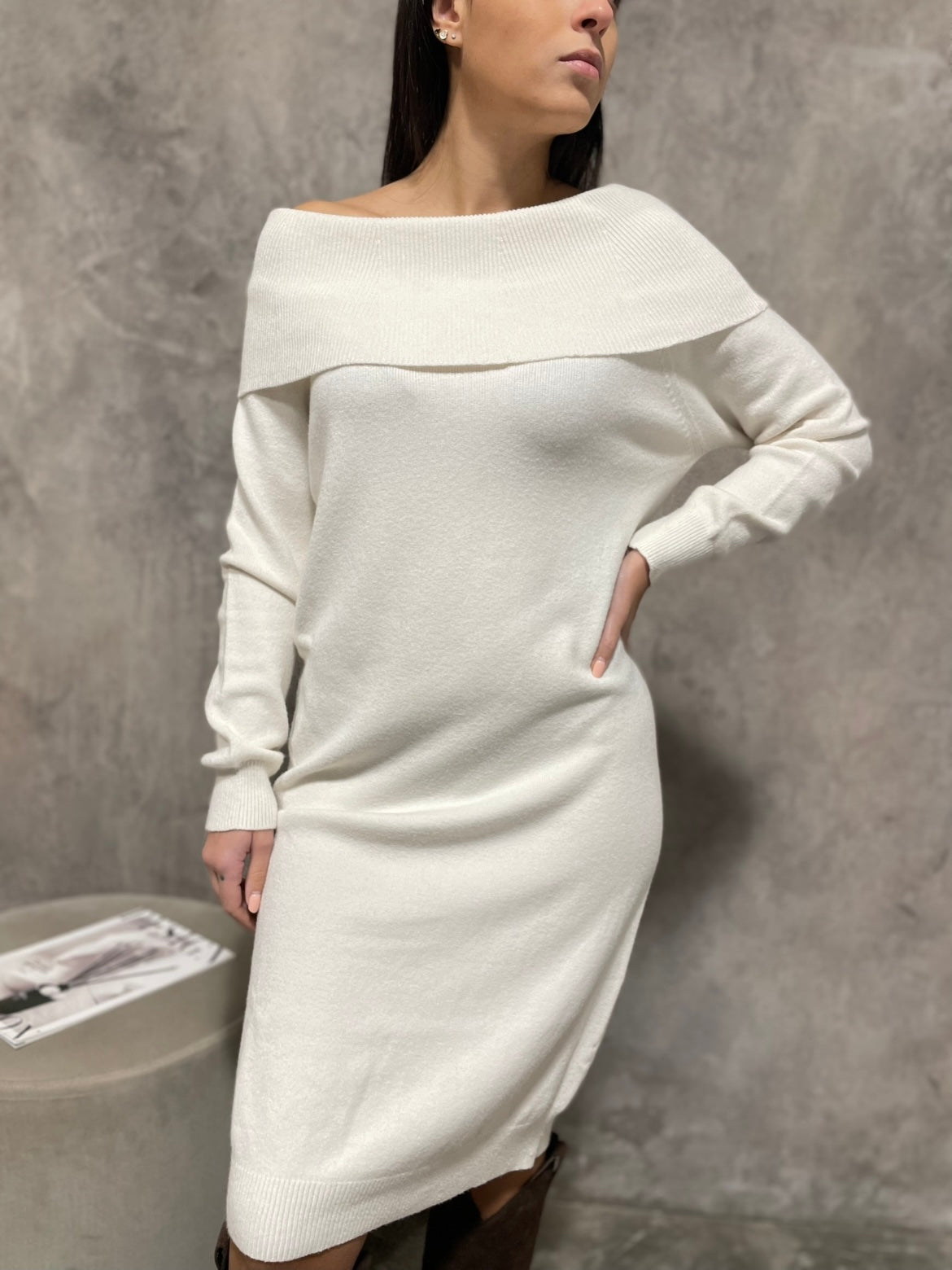 Abito In Maglia Panna