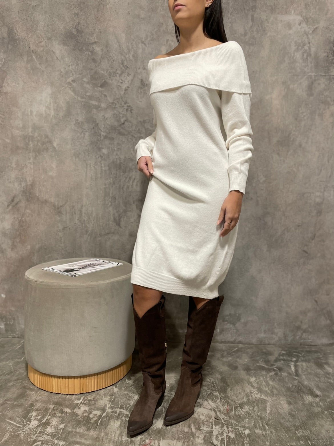 Abito In Maglia Panna